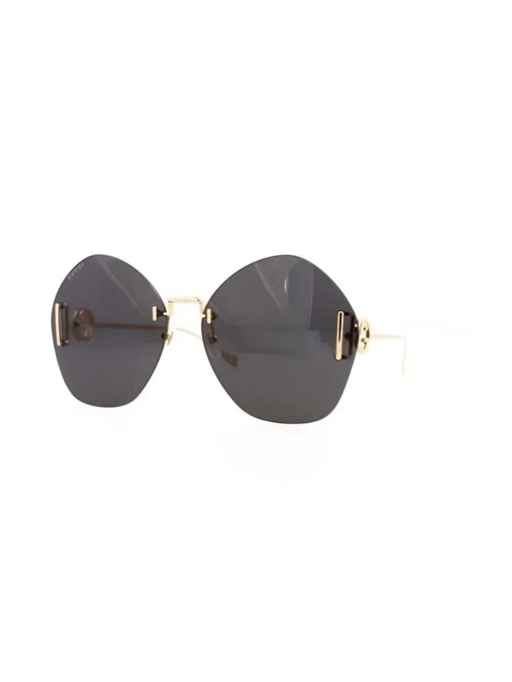 New Gucci Womens Round/Oval Gold Gold Grey Fashion Designer Sunglasses